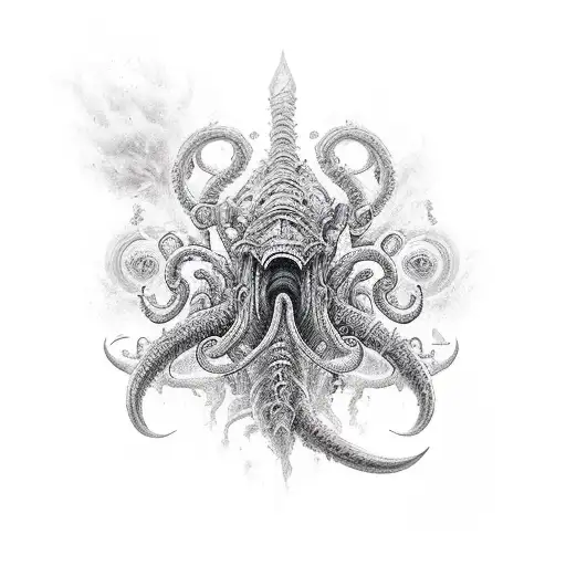 poseidon kraken ship storm tattoo design idea