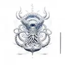 poseidon kraken ship storm tattoo design idea