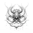 poseidon kraken ship storm tattoo design idea