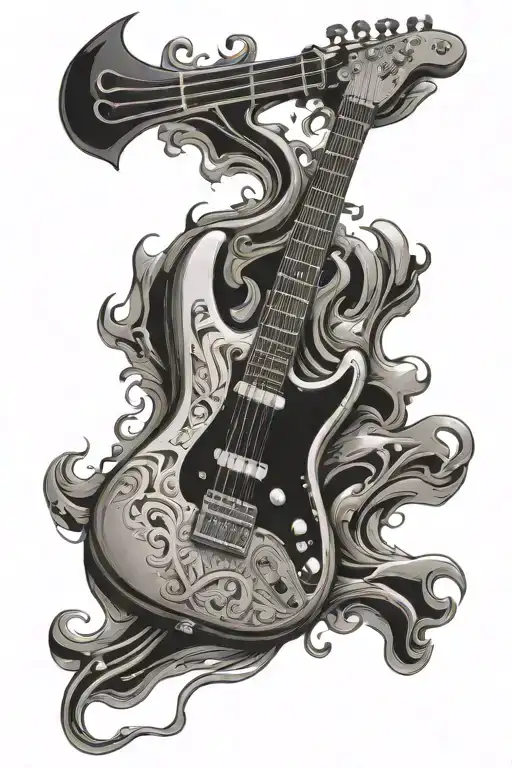 Music electric guitar spacer color tattoo design idea