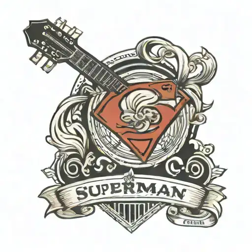 Superman Logo with an acoustic guitar tattoo design idea