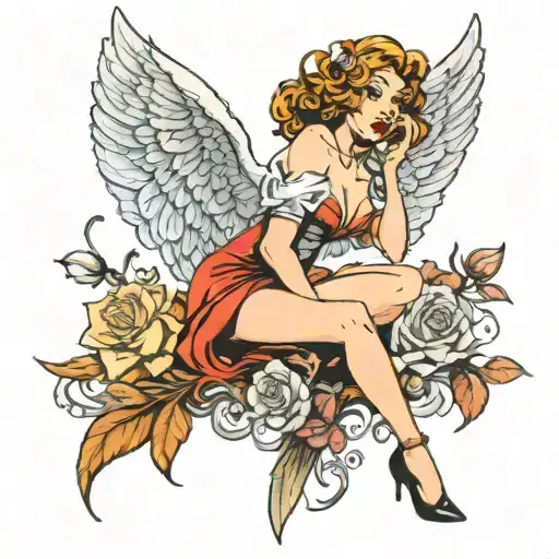 angel sexy pin up sythe soul reaper tattoo design idea