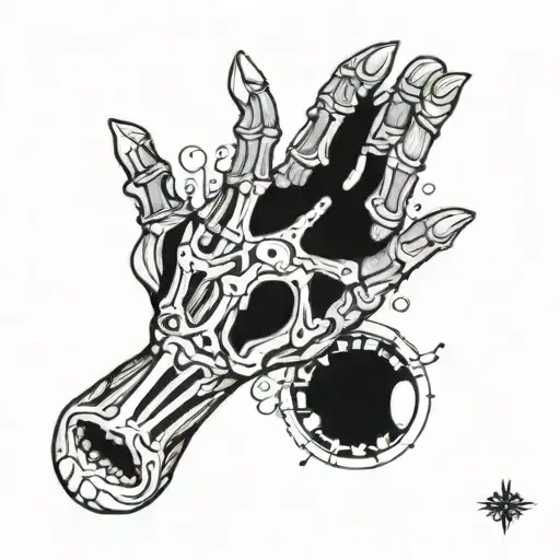 skeleton cosmic mudra tattoo design idea