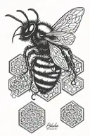 bumble bee with honeycomb tattoo design idea