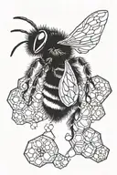 bumble bee with honeycomb tattoo design idea
