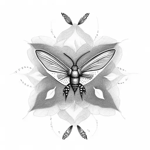flowers and a hummingbird moth tattoo design idea