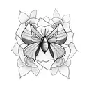 flowers and a hummingbird moth tattoo design idea