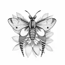 flowers and a hummingbird moth tattoo design idea