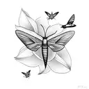 flowers and a hummingbird moth tattoo design idea