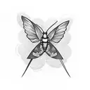 flowers and a hummingbird moth tattoo design idea