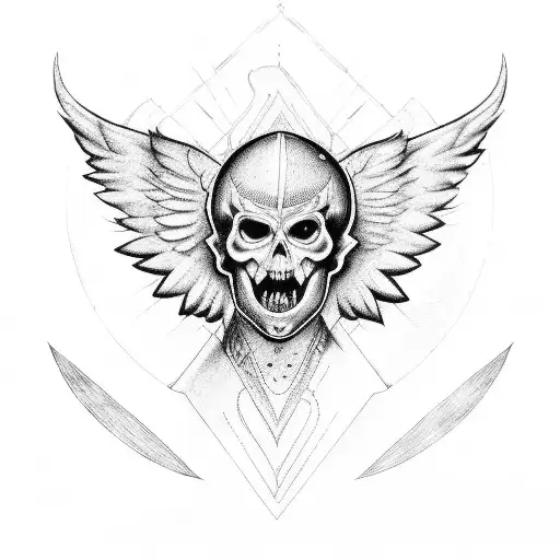 MIchael the Arch Angel Stabbing Satan tattoo design idea