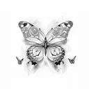 Butterfly with sol key tattoo design idea