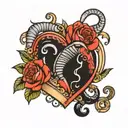 Heart with Aries and Scorpio zodiac sign tattoo design idea