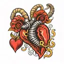Heart with Aries and Scorpio zodiac sign tattoo design idea