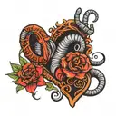 Heart with Aries and Scorpio zodiac sign tattoo design idea