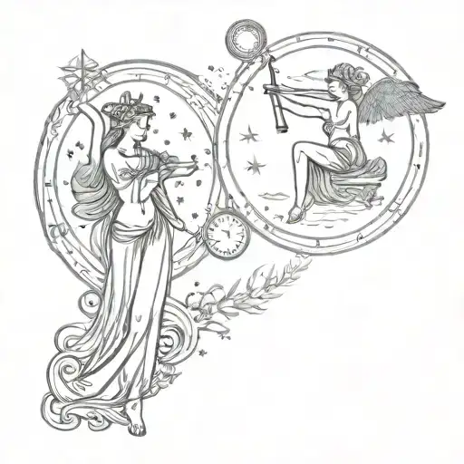 conjunction of the zodiac sign virgo and libra tattoo design idea