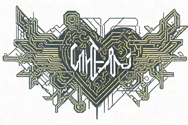 heart beat line with letters GTS then flatline  tattoo design idea