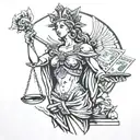 lady justice smoking 100 dollar bill tattoo design idea