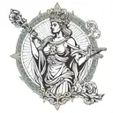 lady justice smoking 100 dollar bill tattoo design idea