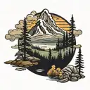 pnw landscape tattoo design idea