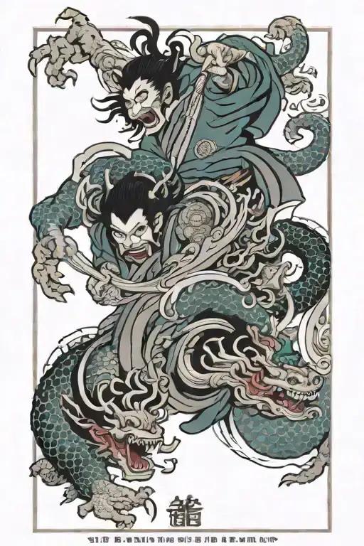 many gods battling tattoo design idea