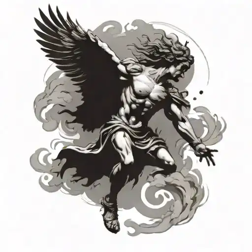 Icarus falling tattoo design idea