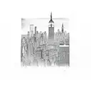 NYC Skyline as a heatbeat monitor tattoo design idea