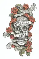 nikoli name art with "are you pregnant" tattoo design idea