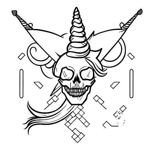 skull and unicorn tattoo design idea