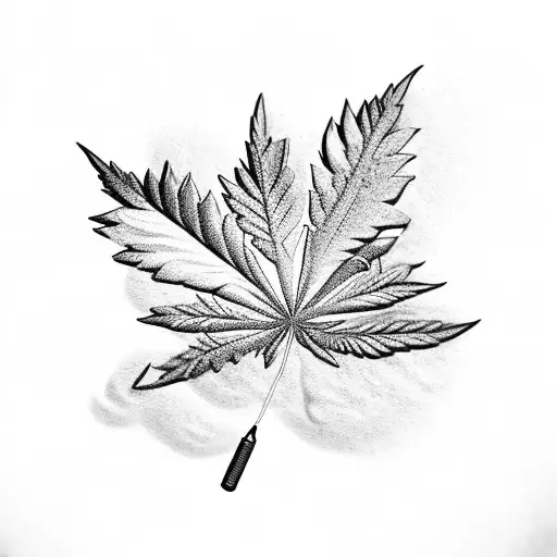 A marijuana leaf with a spray foam insulation gun incorporated into the design tattoo design idea