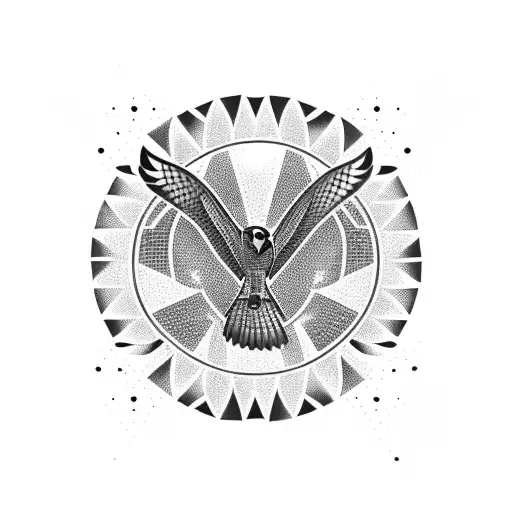 Compass And Eagle Tattoo And T-shirt Design. Ethnic Hawk Tribal Style.  Astrological Symbols, Ethnic Style, Falcon In Rocks Tattoo. Eagle Creative  T-shirt Design, Spirituality, Boho, Magic Symbol Royalty Free SVG,  Cliparts, Vectors,