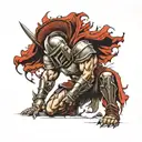 spartan warrior kneeling tattoo design idea