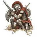 spartan warrior kneeling tattoo design idea