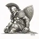 spartan warrior kneeling tattoo design idea