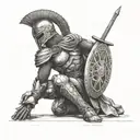 spartan warrior kneeling tattoo design idea