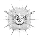 interstellar ship with clock tattoo design idea