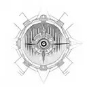 interstellar ship with clock tattoo design idea