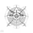 interstellar ship with clock tattoo design idea