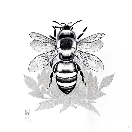 violet with bee  tattoo design idea
