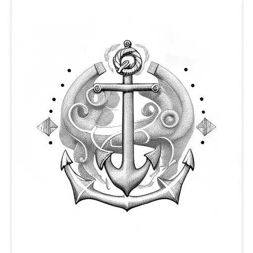 A anchor that forms the initials F and E tattoo design idea