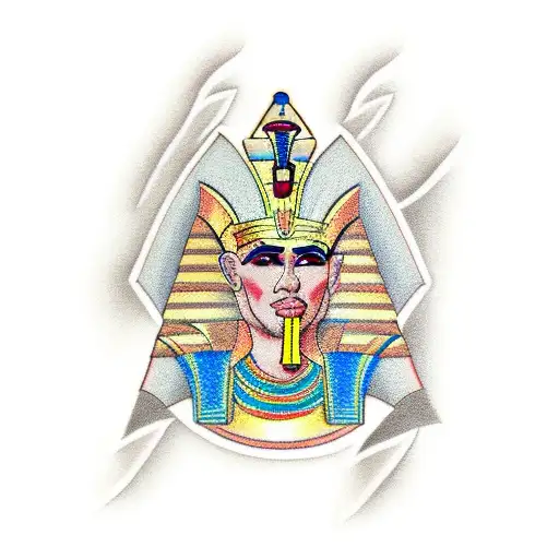 pharaoh with sand timers tattoo design idea