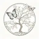 butterfly with tree of life with mandala tattoo design idea