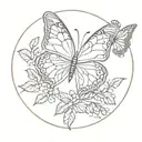 butterfly with tree of life with mandala tattoo design idea