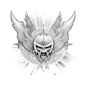 warrior wings devil sword planets sun half sleeves tattoo design idea