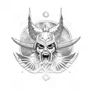 warrior wings devil sword planets sun half sleeves tattoo design idea