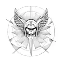 warrior wings devil sword planets sun tattoo design idea