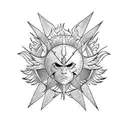 warrior wings devil sword planets sun tattoo design idea