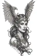 dark goddess morrigan Irish goddes tattoo design idea