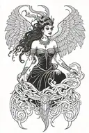 dark goddess morrigan Irish goddes tattoo design idea