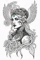 dark goddess morrigan Irish goddes tattoo design idea